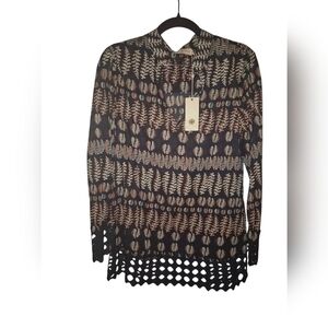 TORY BURCH Long Sleeve Fern Print Tunic Top Size 6 NWT